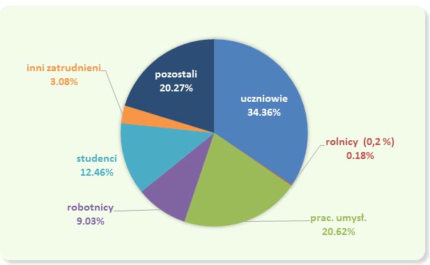 procentowy udział grup zawodowych czytelników w 2011 r